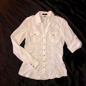 Express White Button Up Blouse Size Small
